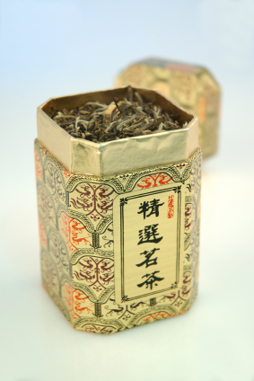 Gold box of Chinese green tea