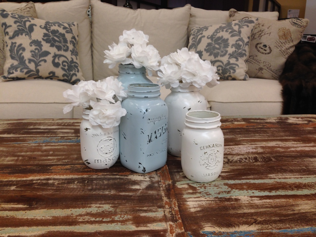 Blue & White Mason Jars