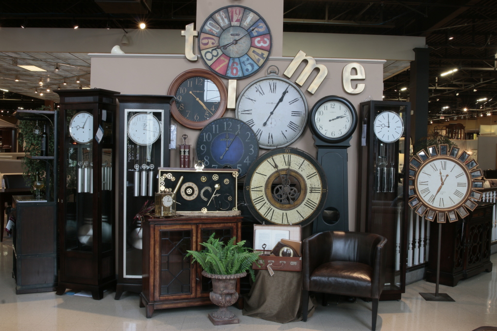 Clock display at Stoney Creek Furniture